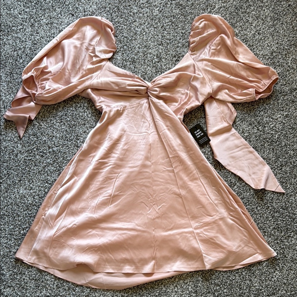 Elegant Pink Puff Sleeve Dress